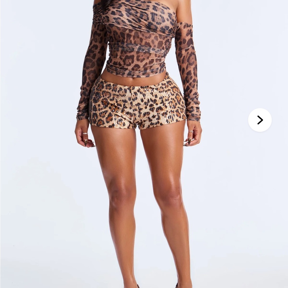 Sequin Leopard Shorts